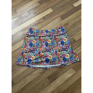 Fulbelle Pickleball Pull on Skort Skirt Shorts Floral Zip Pocket Size L